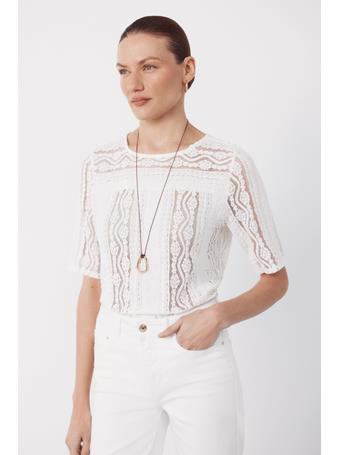 CORTEFIEL - Lace Top WHITE