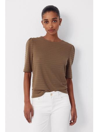 CORTEFIEL - Striped Structured T-shirt LIGHT KHAKI