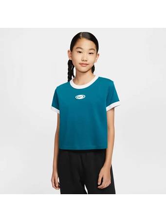NIKE - Older Kids' (Girls') Sportswear Cropped T-Shirt GREEN ABYSS