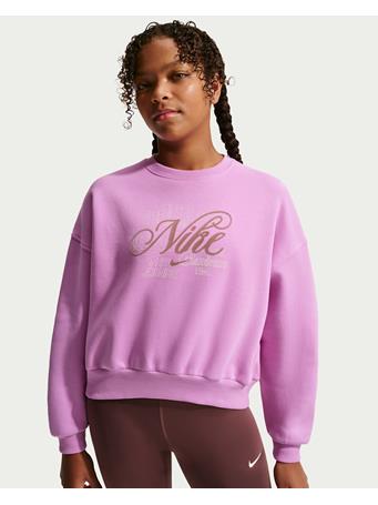 NIKE - Sportswear Club Fleece Older Kids' (Girls') Boxy Crew-Neck Sweatshirt MAGENTA
