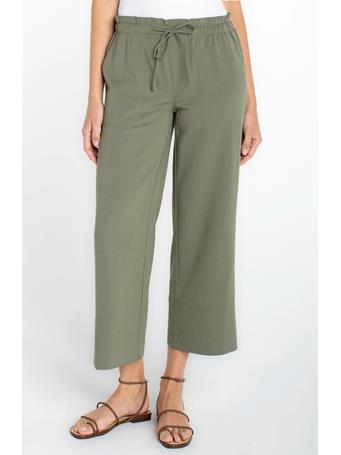 LIVERPOOL - Pull-on Tie Waist Wide Leg Ankle MARTINI OLIVE