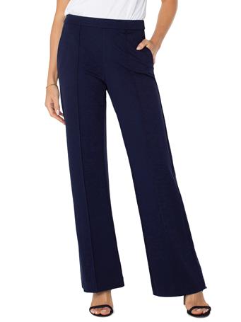 LIVERPOOL - Wide Leg Pull-on Trouser CADET BLUE