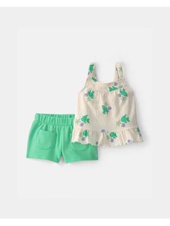 CARTERS - Baby Girl 2-Piece Fish Ruffle Tank Top & Short Set GREEN