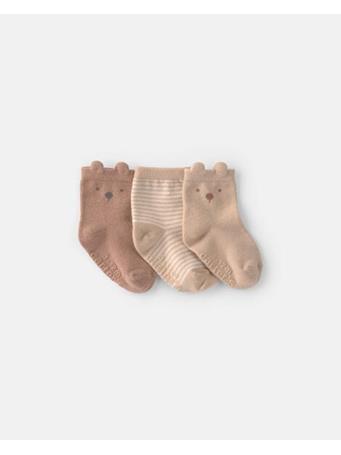 CARTERS - Baby 3-Pack Bear Baby Booties BROWN