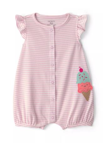 CARTERS - Baby Girls Striped Romper LT PINK