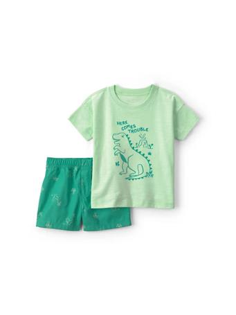 CARTERS - Toddler Boy's 2-Piece Dinosaur Top and Short Set GREEN