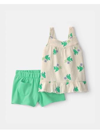 CARTERS - Toddler Girl 2-Piece Fish Ruffle Top & Short Set GREEN