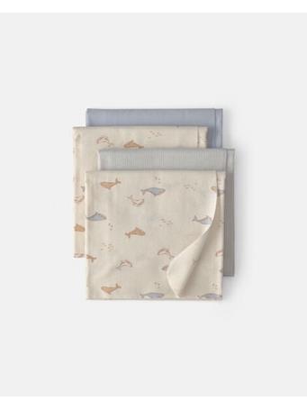 CARTERS - Baby 4-Pack Whale Receiving Blankets BLUE