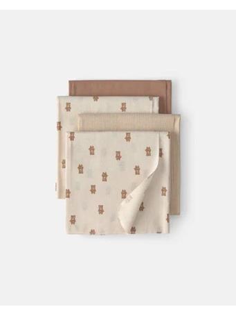 CARTERS - Baby 4-Pack Bear Receiving Blankets BROWN