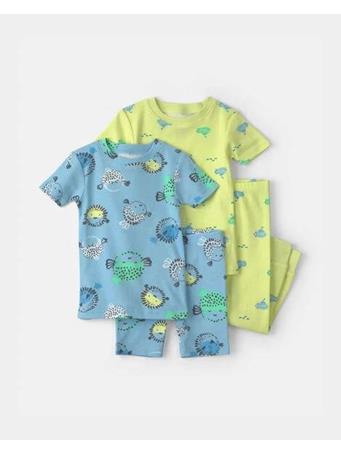 CARTERS - Baby Boy Pufferfish 100% Cotton 4-Piece Pajama Set BLUE