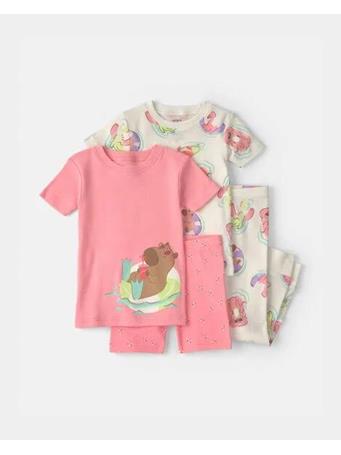 CARTERS - Baby Girl Pool Party 100% Cotton 4-Piece Pajama Set PEACH