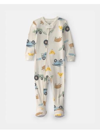 CARTERS - Baby Boy Farm 100% Cotton 2-Way Zip 1-Piece Pajama GREEN