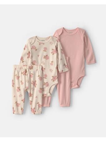 CARTERS - Baby Girl 4-Piece Floral Long-Sleeve Bodysuit & Pant Set PINK