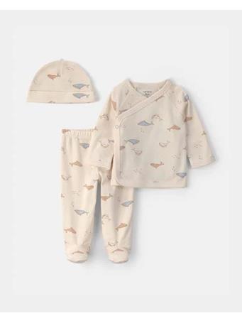 CARTERS - Baby 3-Piece Whale Long-Sleeve Top & Pant Set IVORY