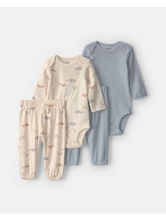 CARTERS - Baby 4-Piece Whale Long-Sleeve Bodysuit & Pant Set BLUE