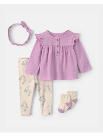 CARTERS - Baby Girl 4-Piece Long-Sleeve Top & Pant Set PURPLE