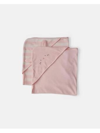 CARTERS - Baby Girl 2-Pack Bunny Terry Towels PINK