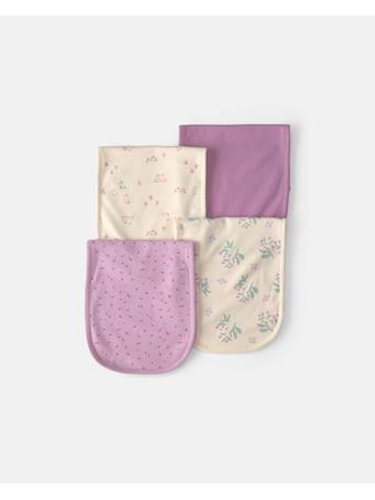 CARTERS - Baby Girl 4-Pack Cherry Floral Burp Cloths PURPLE