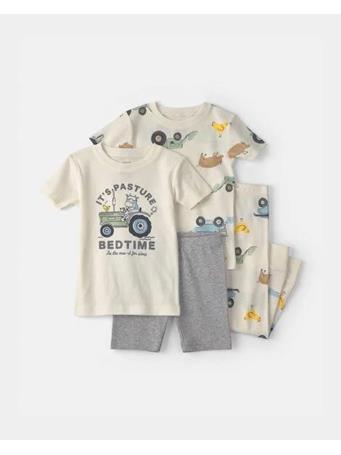 CARTERS - Baby Boy Farm 4-Piece Pajama Set WHITE