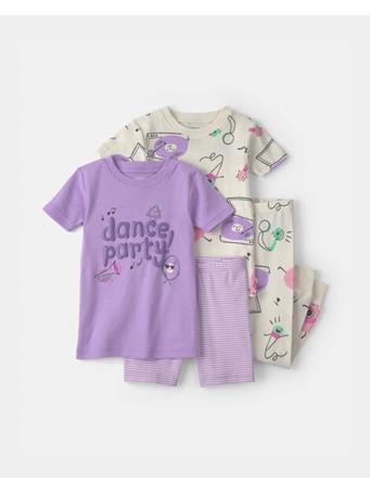 CARTERS - Toddler Girl Dance Party 100% Cotton 4-Piece Pajama Set PURPLE