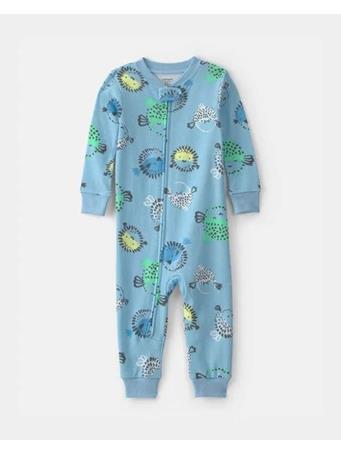 CARTERS - Toddler Boy Pufferfish 100% Cotton 1-Piece Pajama BLUE