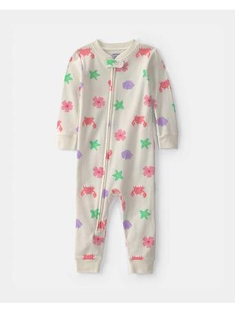CARTERS - Toddler Girl Beach 100% Cotton 1-Piece Pajama WHITE