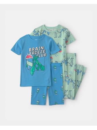 CARTERS - Boys 'Brain Freeze Club' 100% Cotton 4-Piece Pajama Set BLUE