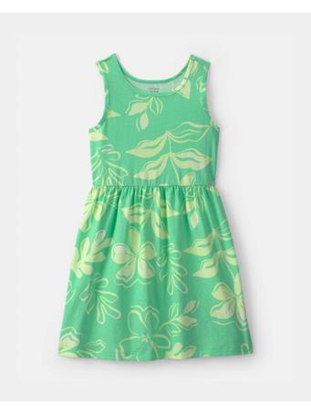 CARTERS - Girls Tropical Floral Short-Sleeve Knit Dress GREEN