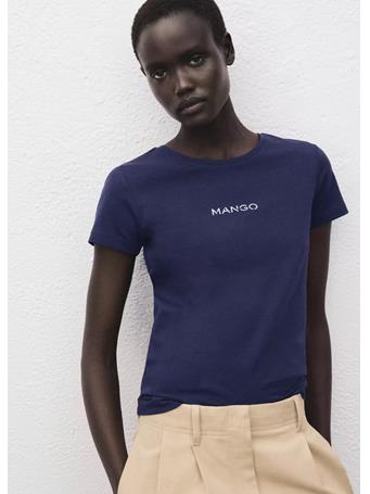 MANGO - Logo Cotton T-shirt NAVY