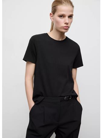 MANGO - Short-sleeved Cotton T-shirt BLACK