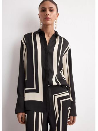 MANGO - Satin Print Blouse BLACK