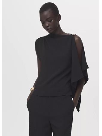 MANGO - Blouse with Asymmetrical Neckline BLACK
