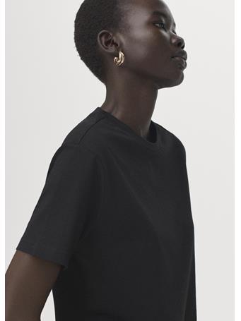MANGO - Short-sleeved Cotton T-shirt BLACK