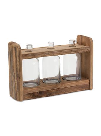 MELROSE INTERNATIONAL - Triple Vase in Holder BROWN