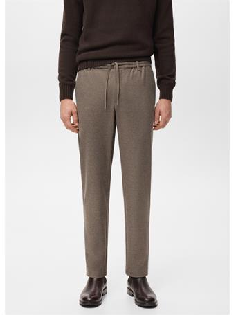 MANGO - Slim-fit Flannel Trousers TOBACCO