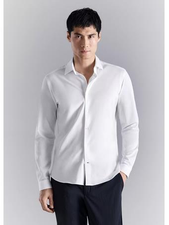 MANGO - Slim Fit Comfort Stretch Non-iron Cotton Shirt WHITE