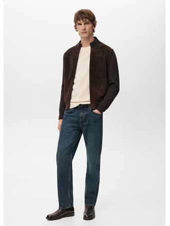 MANGO - Combined Leather And Suede Jacket DK BROWN