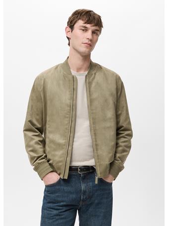 MANGO - Suede-effect Bomber Jacket KHAKI