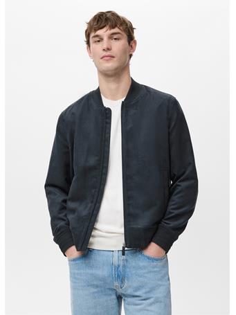 MANGO - Suede-effect Bomber Jacket NAVY