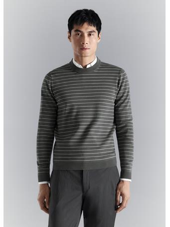 MANGO - Comfort Stretch Striped Jersey DK GREY