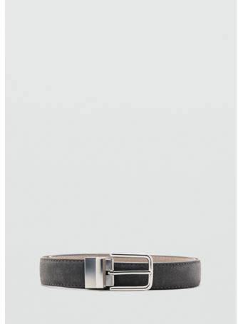 MANGO - Reversible Suede Leather Belt IVORY