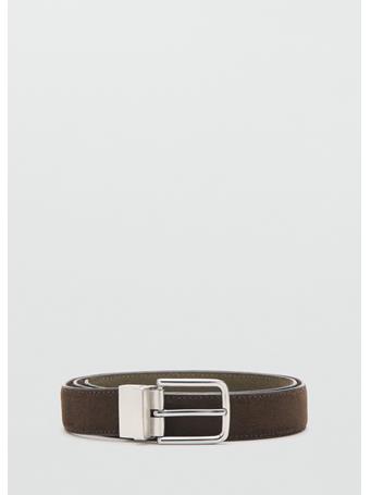 MANGO - Buckle Leather Belt OLIVE