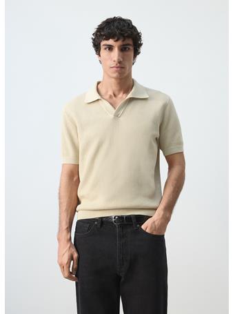 MANGO - 100% Cotton Knitted Polo Structure BEIGE