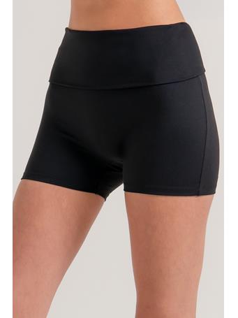 ACTIVE BASIC - Waist Fold-Over Active Bike Shorts BLACK