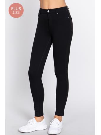 ACTIVE BASIC - Mid-Rise Ponte Pants BLACK