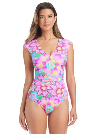 BLEU ROD BEATTIE - Dream Weaver Mio Cap Sleeve One-Piece Swimsuit MULTI