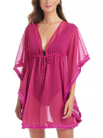 BLEU ROD BEATTIE - Fringe Benefits Caftan Coverup PINK PUNCH