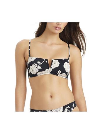 SANCTUARY - Among Roses Bandeau Swim Bikini Top BLACK