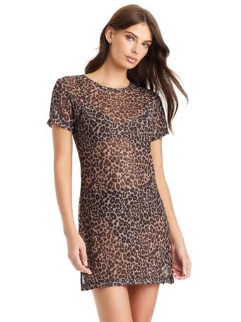 SANCTUARY - Crew Neck Mesh Mini Dress FRENCH ROAST