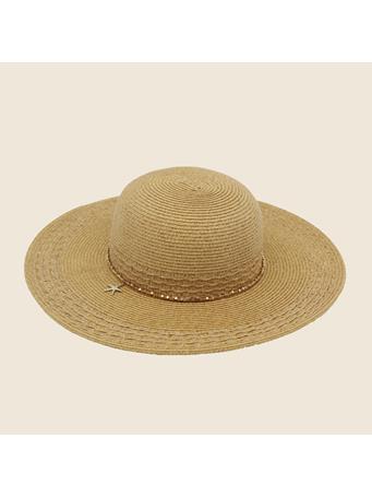 ANARCHY STREET - Starfish Charm Wide Brim Straw Sun Hat WHITE